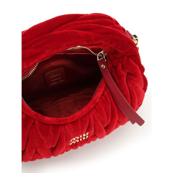 Miu Miu Women Mini Wander Bag In Quilted Velvet